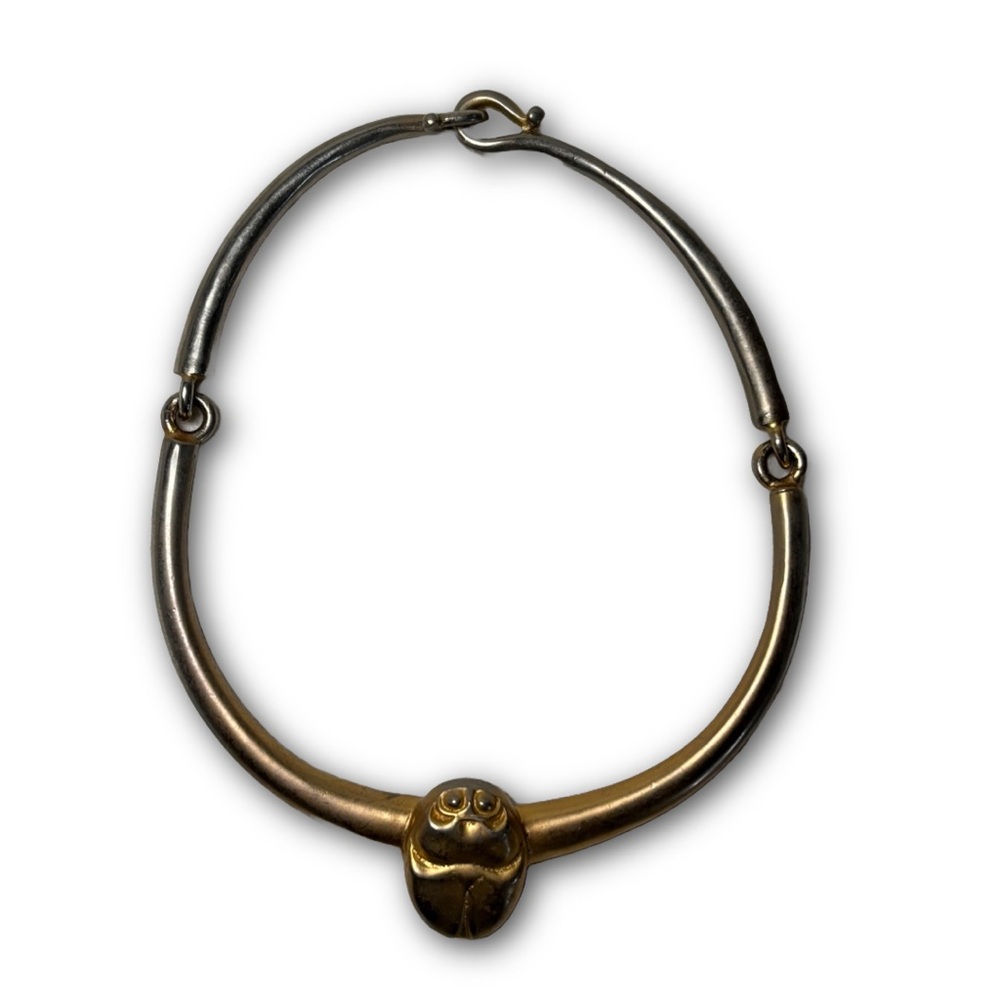 Estate Mixed Metal Torque Collar with Abstract Pendant